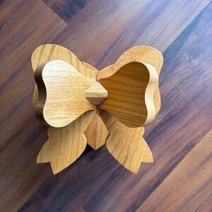 Handmade Wooden Bow Heart Trinket Shelf Display Stand